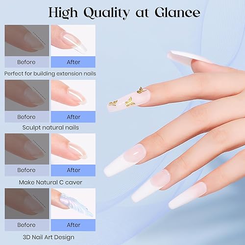 Miniatura 3 de MIZHSE Kit de gel constructor de uñas de 3.4 fl oz, gel constructor de mayor capacidad para uñas, lámpara LED, base transparente, fortalecedor de