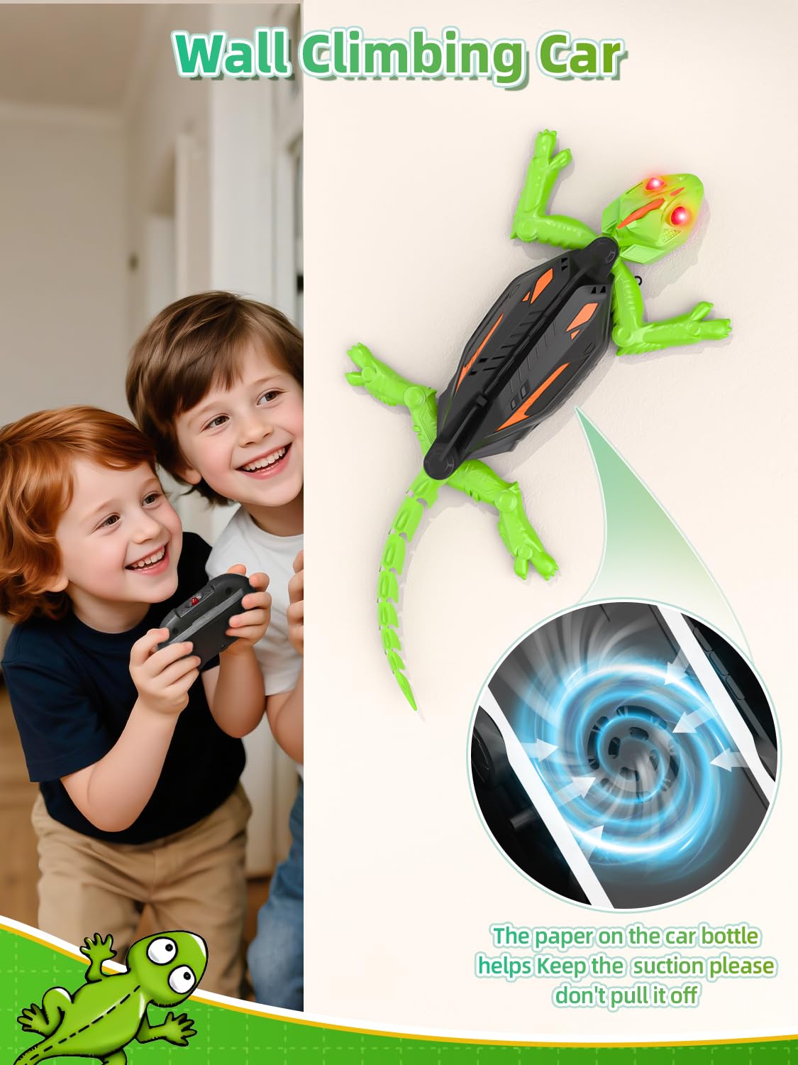 Kssvzz Geco Telecomandato, Lucertola Telecomandata Ricaricabile Per Bambini, Si Arrampica Sui Muri Per Scherzi e Giochi, Giocattolo Telecomandato Regalo Per Bambini e Bambine Dai 3 Ai 12 Anni