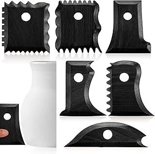 Amylove 7 Pcs Pottery Tools Pottery Foot Shaper Trimming Tools Profile Rib Bundle Foot Shaper for Ceramics for Carving Clay Molds Clay Texture Ribs Ceramics, Beech Wood(Black)