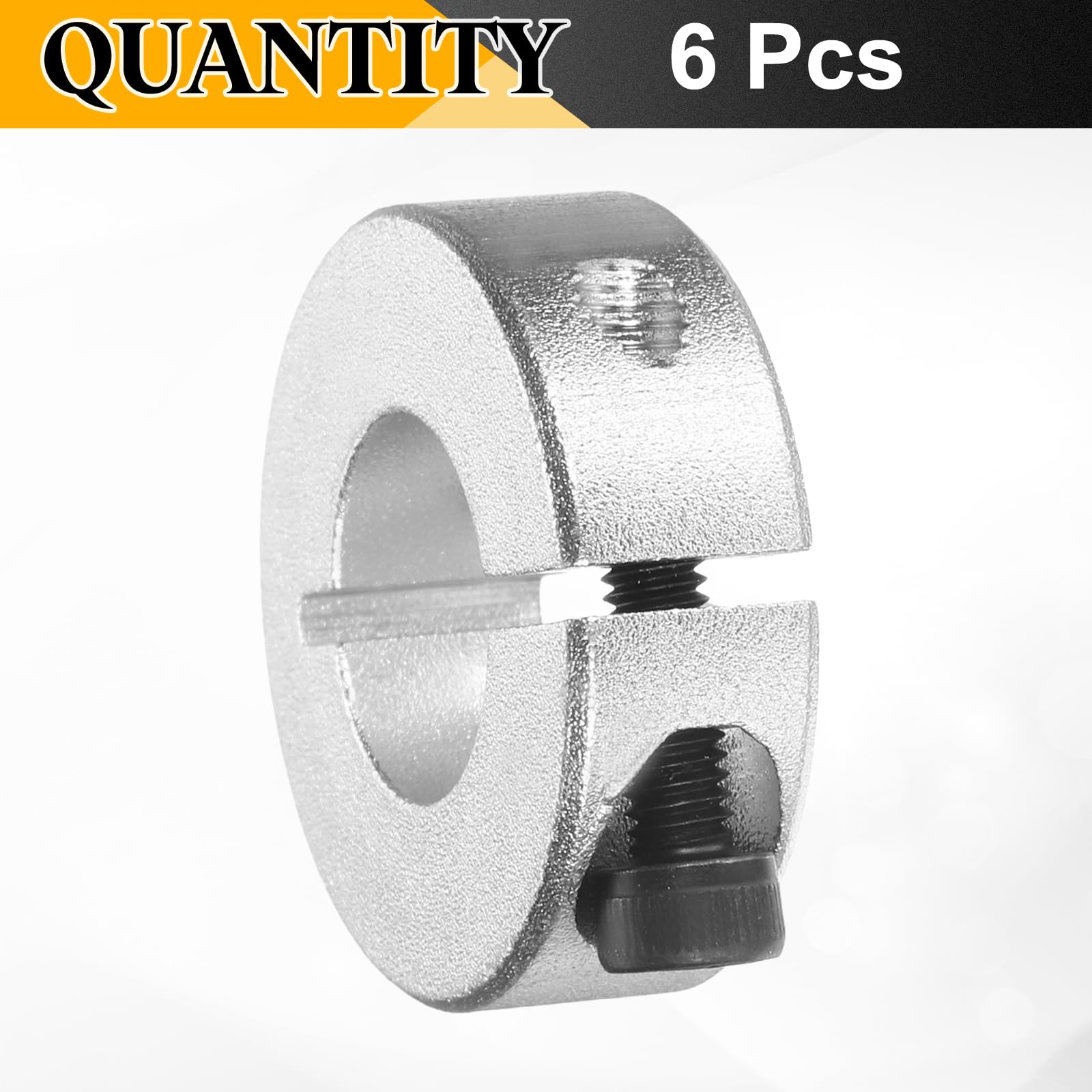 sourcing map 6 Stück einzelner geteilter Klemmschaftkragen, 14 mm Bohrung, einteiliger Klemmkragen, 30 mm Außendurchmesser, 10 mm Dicke, Aluminiumlegierung, Set mit geteilten Kragenklemmen