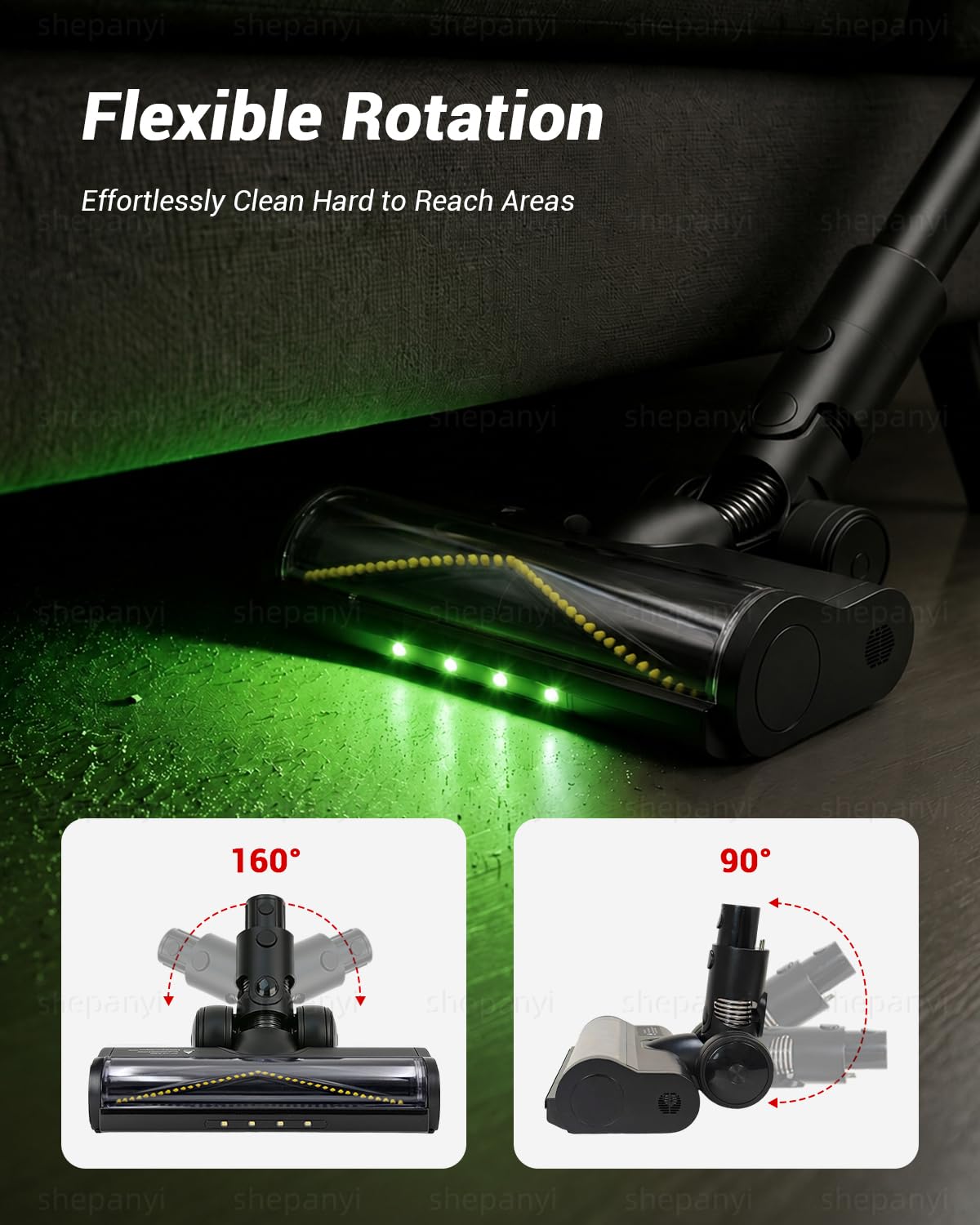 Cepillo de suelo LED verde mejorado compatible con Dreame Z30 R20 T20 T30 R30 Z10,Z20 V12 V12Pro T20pro V11SE R10, es mejor para eliminar fibras de alfombras y pelo de animales