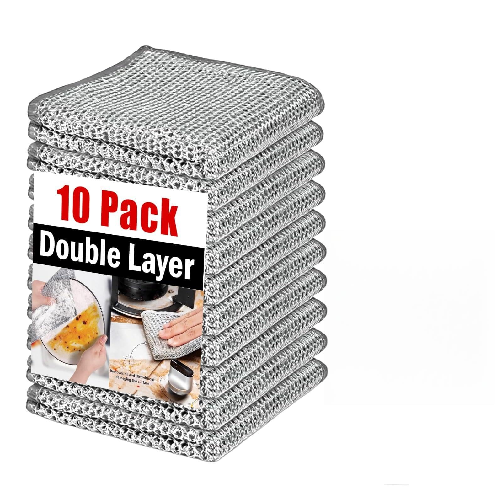 PRIME PICK 10 Pack Non-Scratch Wire Dishcloth | Steel Scrubber for Utensils, Multipurpose Wet & Dry Cleaning Cloth Scrubber for Dishes, Sinks, Counters | Non Abrasive Stainless Steel Mesh Sponge-image-6