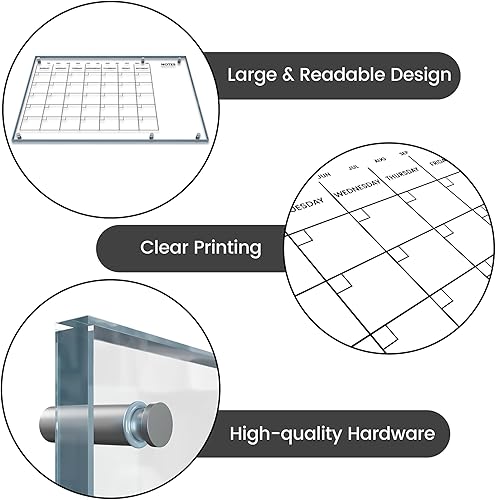 Miniatura 6 de "Elegancia y eficiencia calendario de pared acrílico reutilizable para el hogar y la oficina". Calendario mensual y semanal (23 x 16 pulgadas)