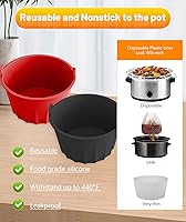 Vista 2 de Forro para olla de cocción lenta, 2 piezas reutilizables de silicona a prueba de fugas de silicona para olla de cocción lenta ovalada de 5 a 6