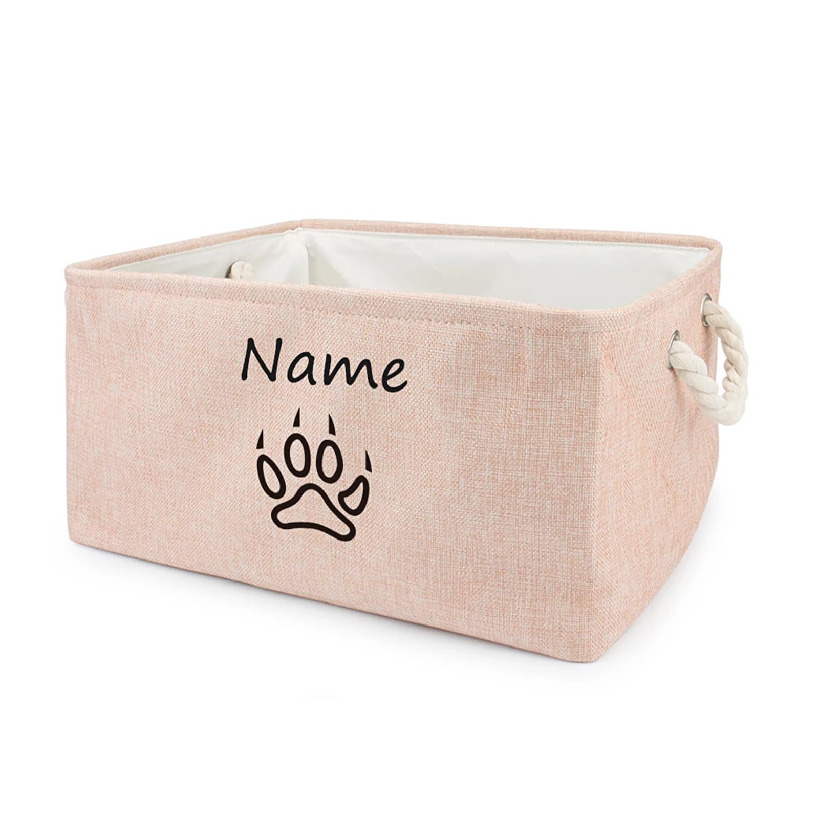 yky Personalized Name Pet Storage Basket,Dog Toy Basket, Personalized Dog Storage Box Foldable Dog Toy Organizer Pet Basket (Pink-Sharp Claw,L:40 * 30 * 20CM)