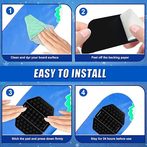 Miniatura 3 de BeapTcely Almohadillas negras de snowboard para pisadas, almohadilla de agarre para snowboard, alfombrilla antideslizante de goma autoadhesiva para