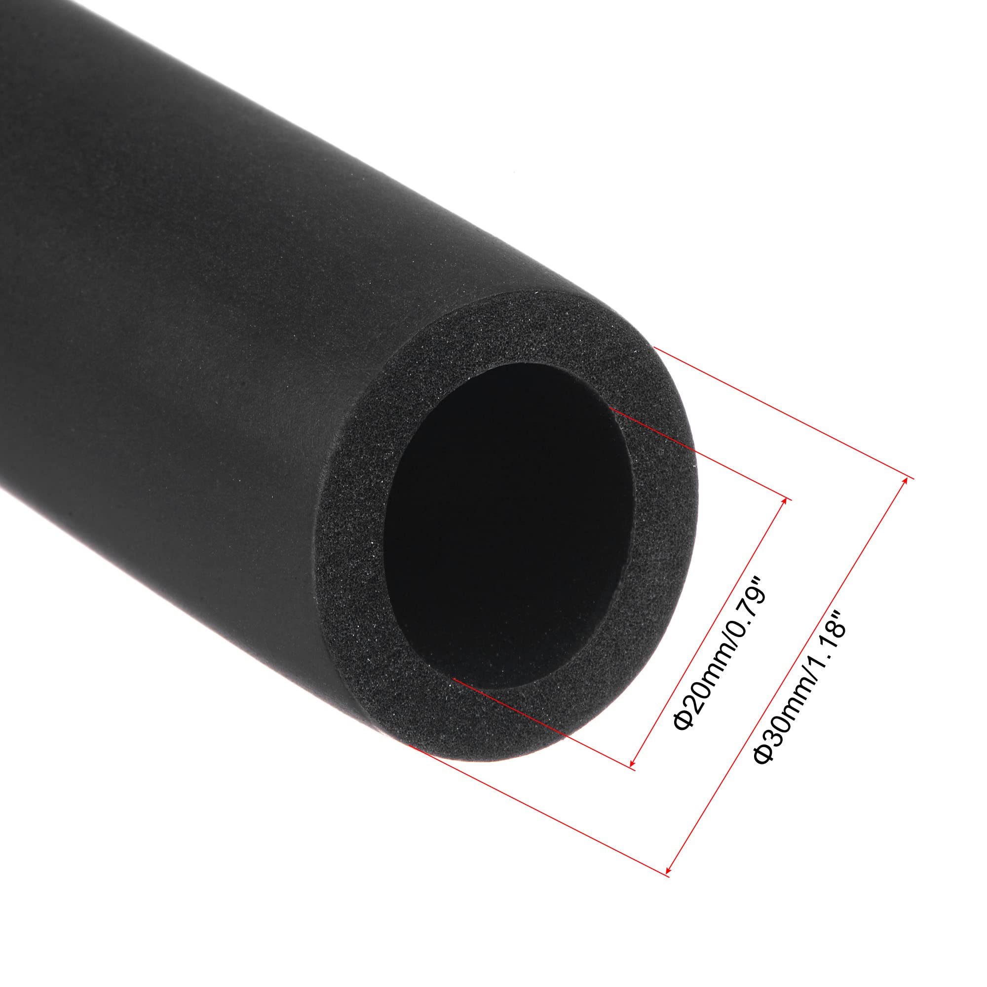 sourcing map Espuma Tubería para Manija Agarre Soporte, Tubo Aislamiento, 20mm ID 30mm OD 1m Longitud Negro