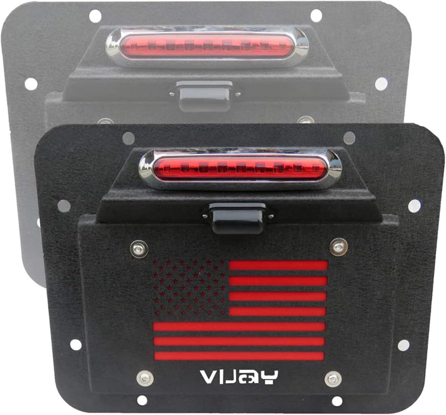 LUYWTE Spare Tire Delete License Plate Relocation W/Plate Illuminate Light&Third Brake Light Fit 2007-2018 Wrangler JK/JKU, Black