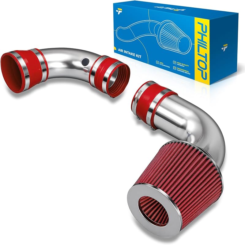 Kit de admissão de ar frio PHILTOP 3,5" para Chevy S10/Sonoma 4.3L, Blazer e Jimmy – Vermelho