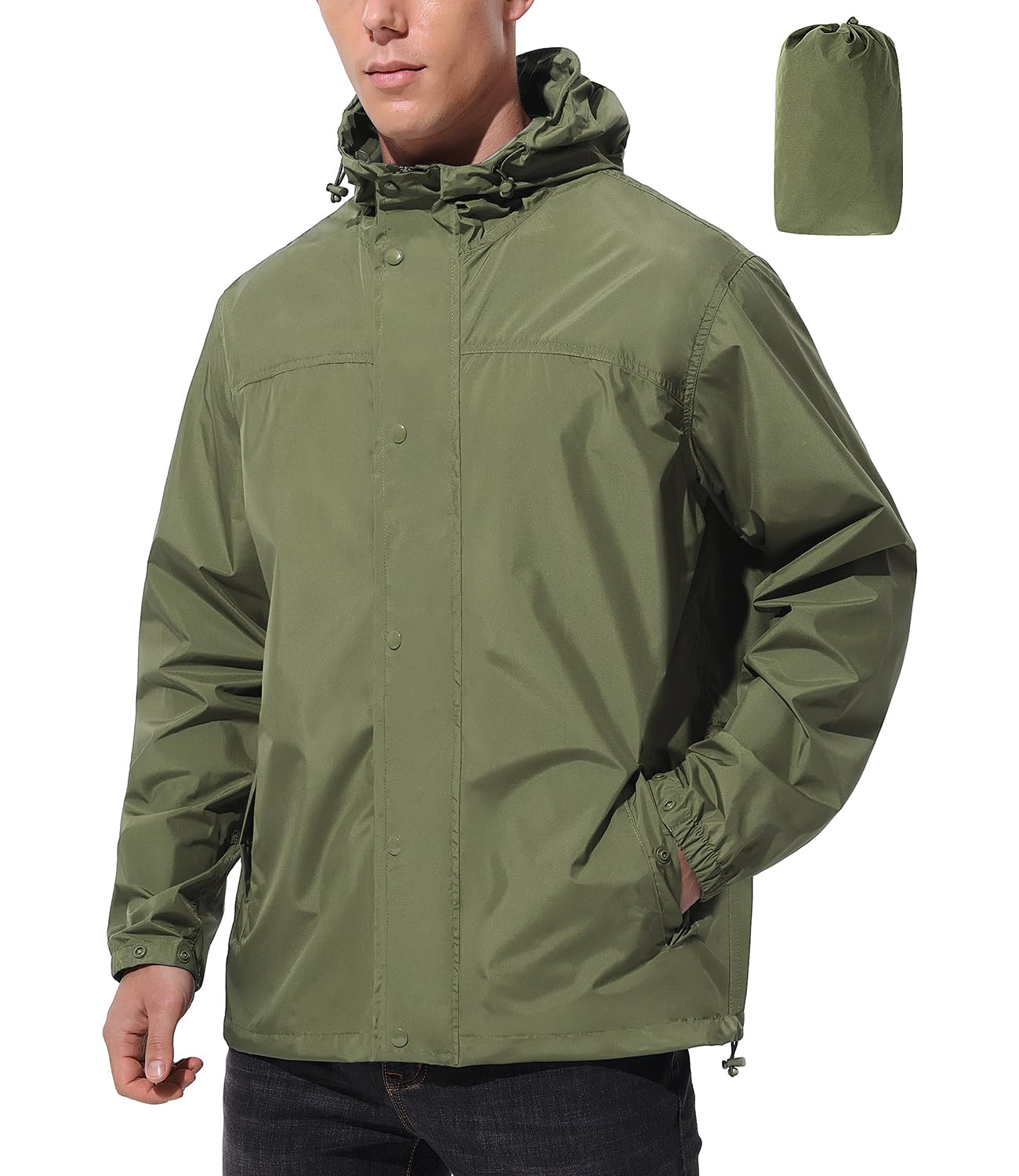 UIQUR Mens Lightweight Packable Waterproof Rain Jacket Windbreaker