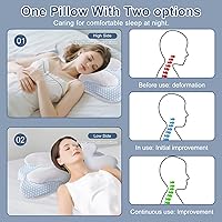 Vista 5 de Almohada cervical de mariposa de espuma viscoelástica para aliviar el dolor de cuello, almohada ortopédica ergonómica para dormir de lado, espalda