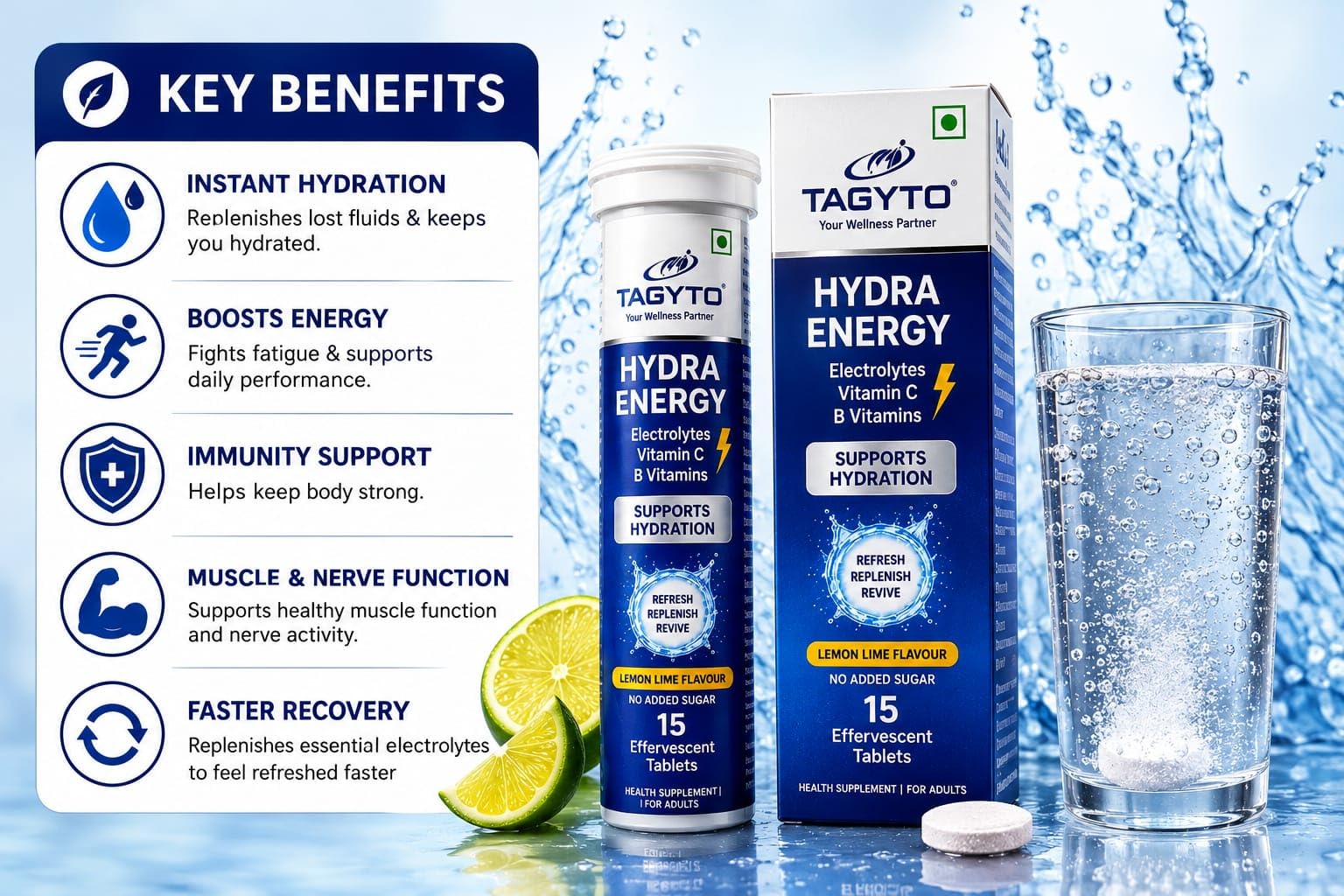 Hydra Energy Effervescent Tablets | Electrolytes, Vitamin C & B Vitamins | 15 Tablets — Amazon image 2