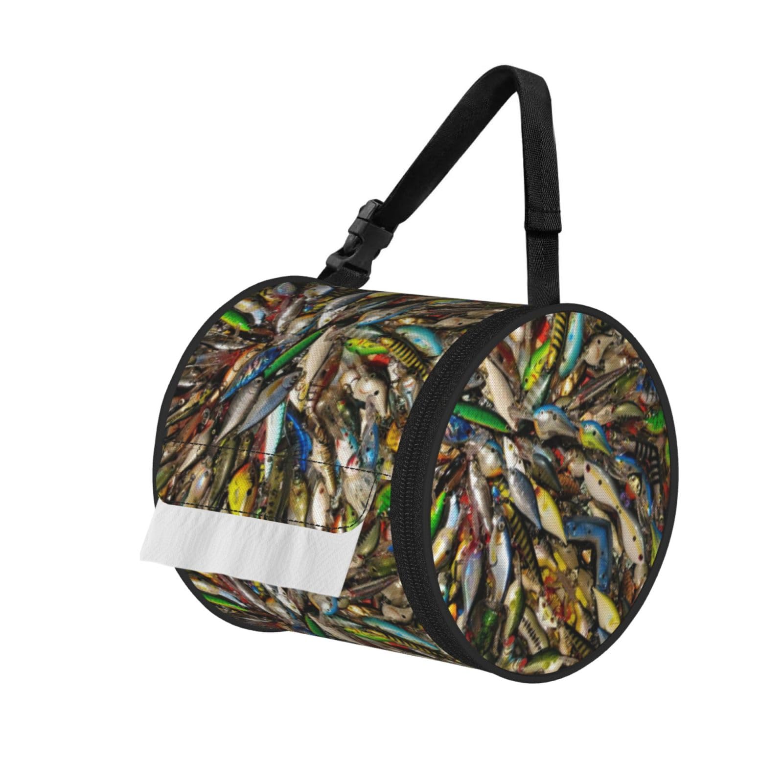 Fishing Bait Print Fashion Tissues Organizer Box, Hanging Tissue Holder For Purse Coins For Car Office Daily Outing