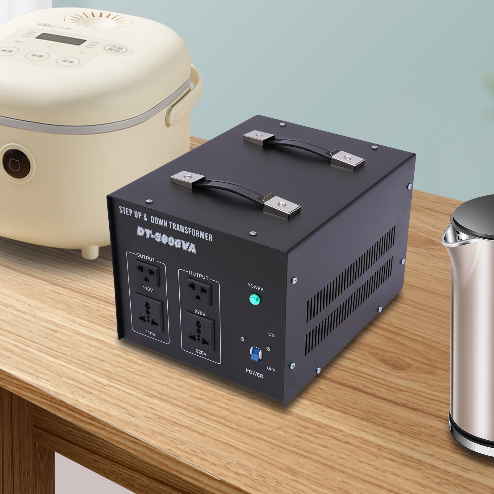 Transformador de tensión de 4500 W, transformador de núcleo toroidal de 200 – 240 V a 100-120 V, convertidor de voltaje step up/down, con 4 enchufes, para electrodomésticos