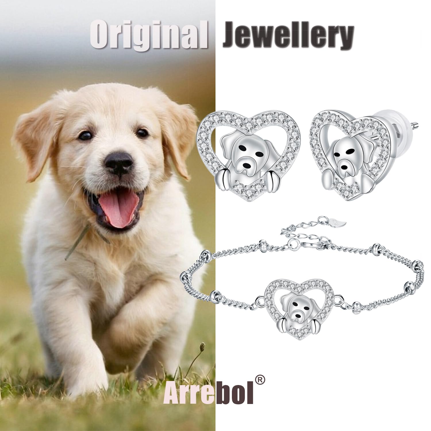 Arrebol Bracciale Donna Argento Sterling 925 Ciondolo con Motivo Animale,Regalo per Donne Moglie Madri Figlia - Regolabile [16+4cm]