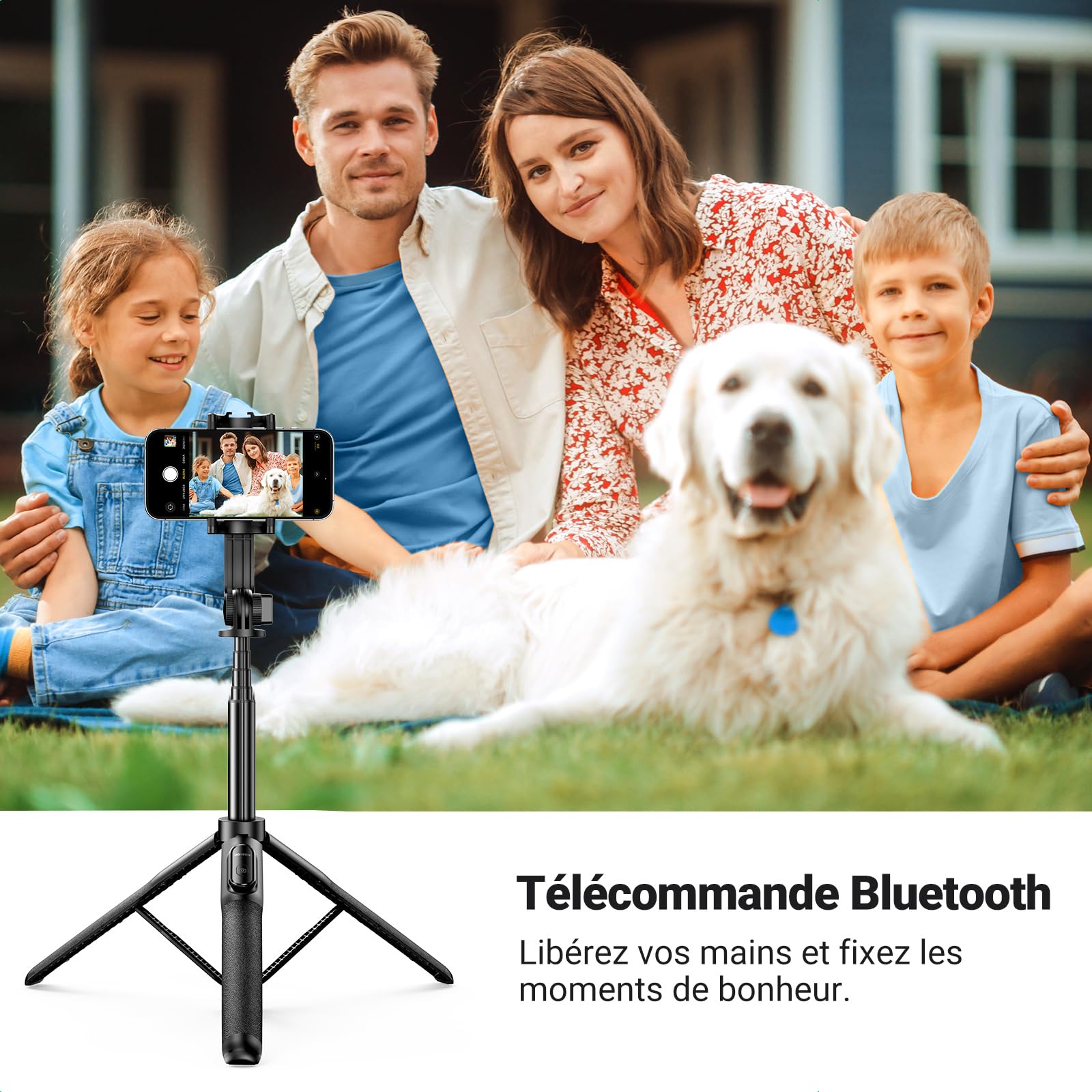 UGREEN Pérche Selfie Bluetooth 3 en 1 Trépied Selfie Stick Extensible Monopode Réglable avec Télécommande sans Fil Amovible Compatible avec iPhone 16 Plus Pro Max Galaxy S24 Ultra Phones Cameras