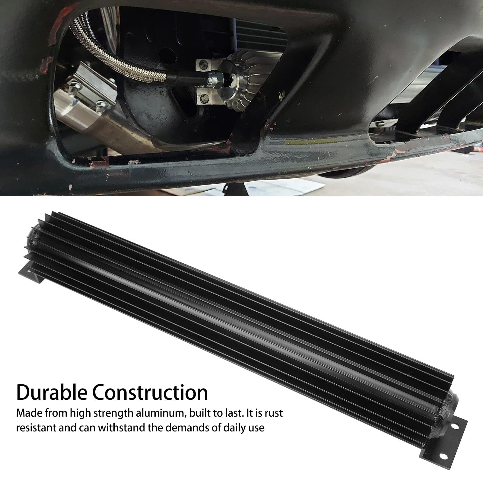 AMONIDA Radiatore Dell'olio per Trasmissione a Doppio Passaggio in Alluminio da 18 Pollici Raffreddamento Rapido per Camion Auto Universale (BLACK)