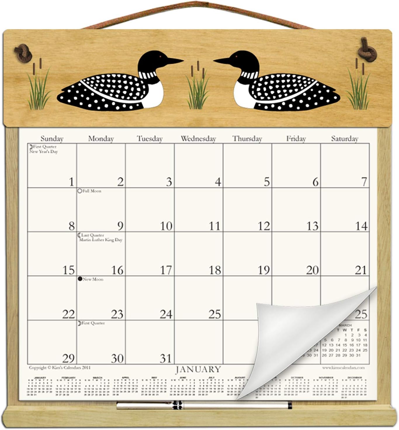 Wooden Refillable Calendar Holder Filled with the Rest of 2026 and 2027 calendars and Includes an Order Form Page for 2028-LOONS