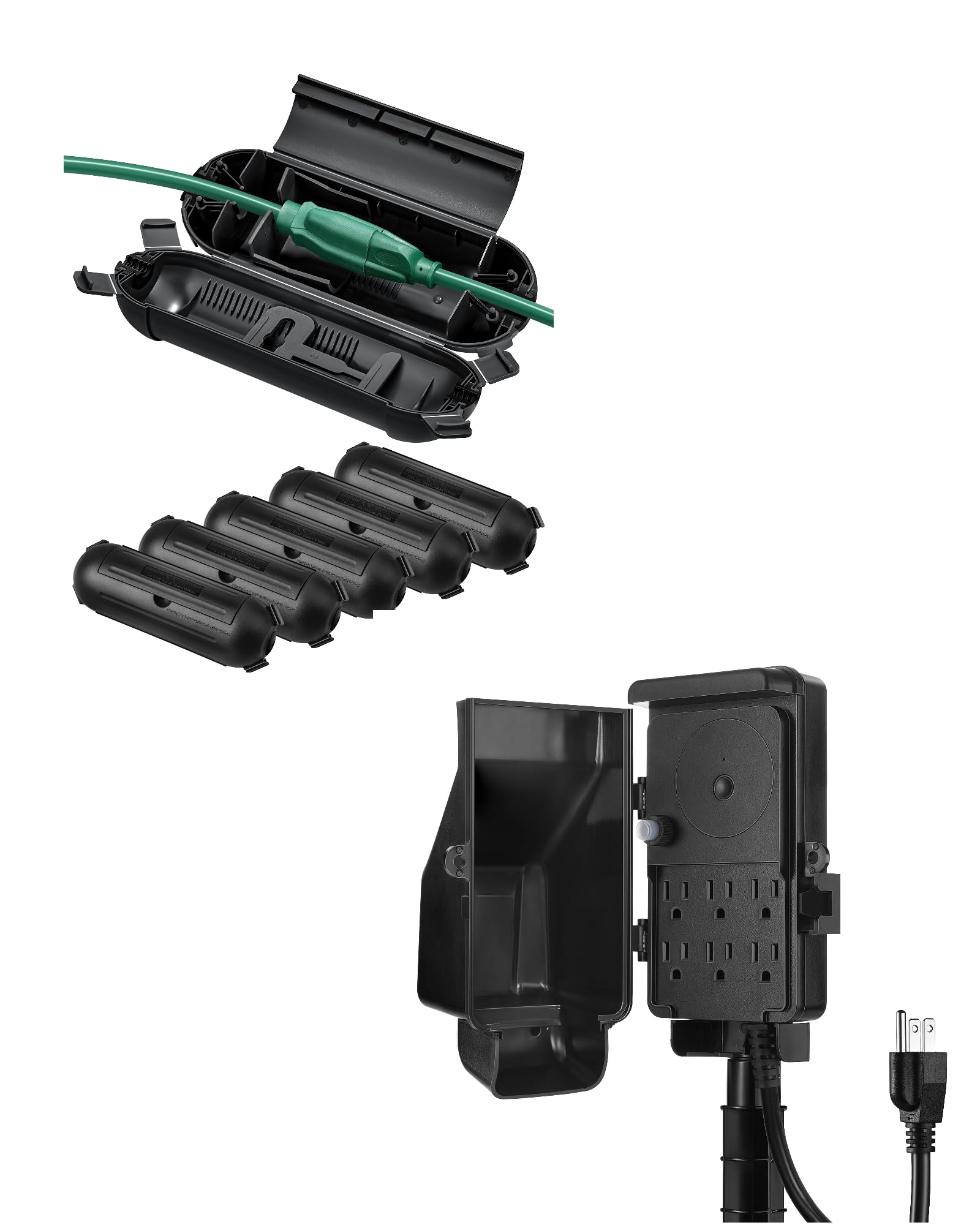 DEWENWILS WiFi Outdoor Outlet Timer Smart Yard Stake Plug with 6 Outlets Remote Voice Control Waterproof Power Stake
