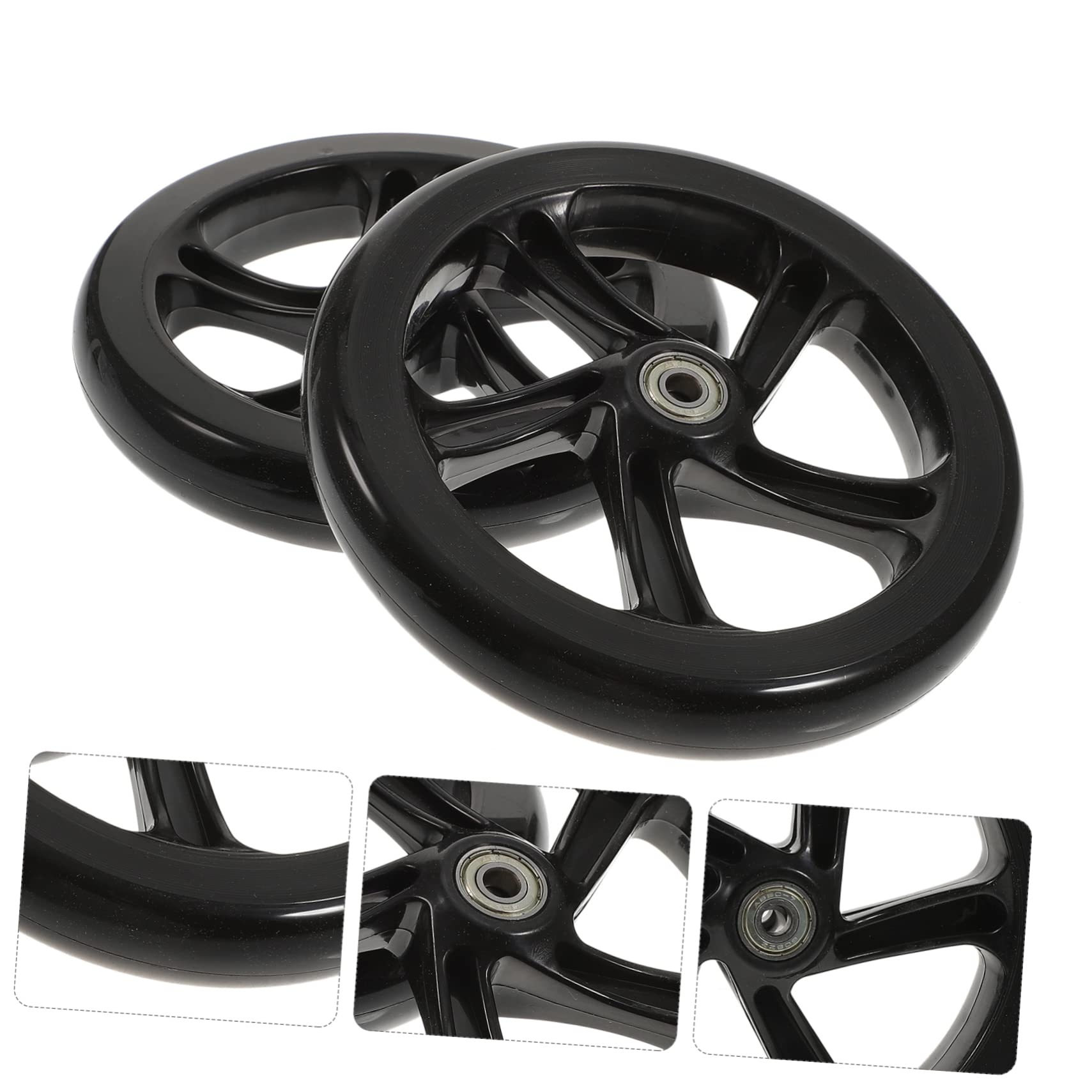 180mm Ruedas de Patinete Negras Rodamientos, 2 Piezas de Pu
