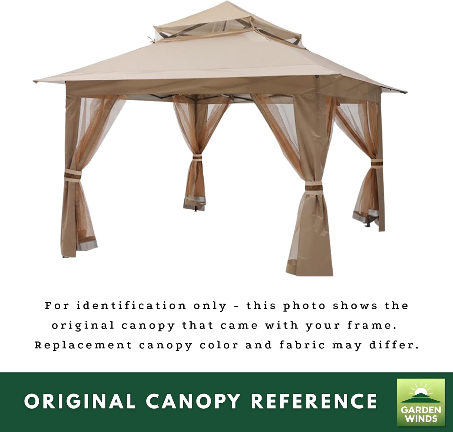 Garden Winds Reinforced RipLock 350 Replacement Canopy Top Cover Compatible with ABCCANOPY, MasterCanopy, and Cooshade 13' x 13' Portable Canopy - Beige