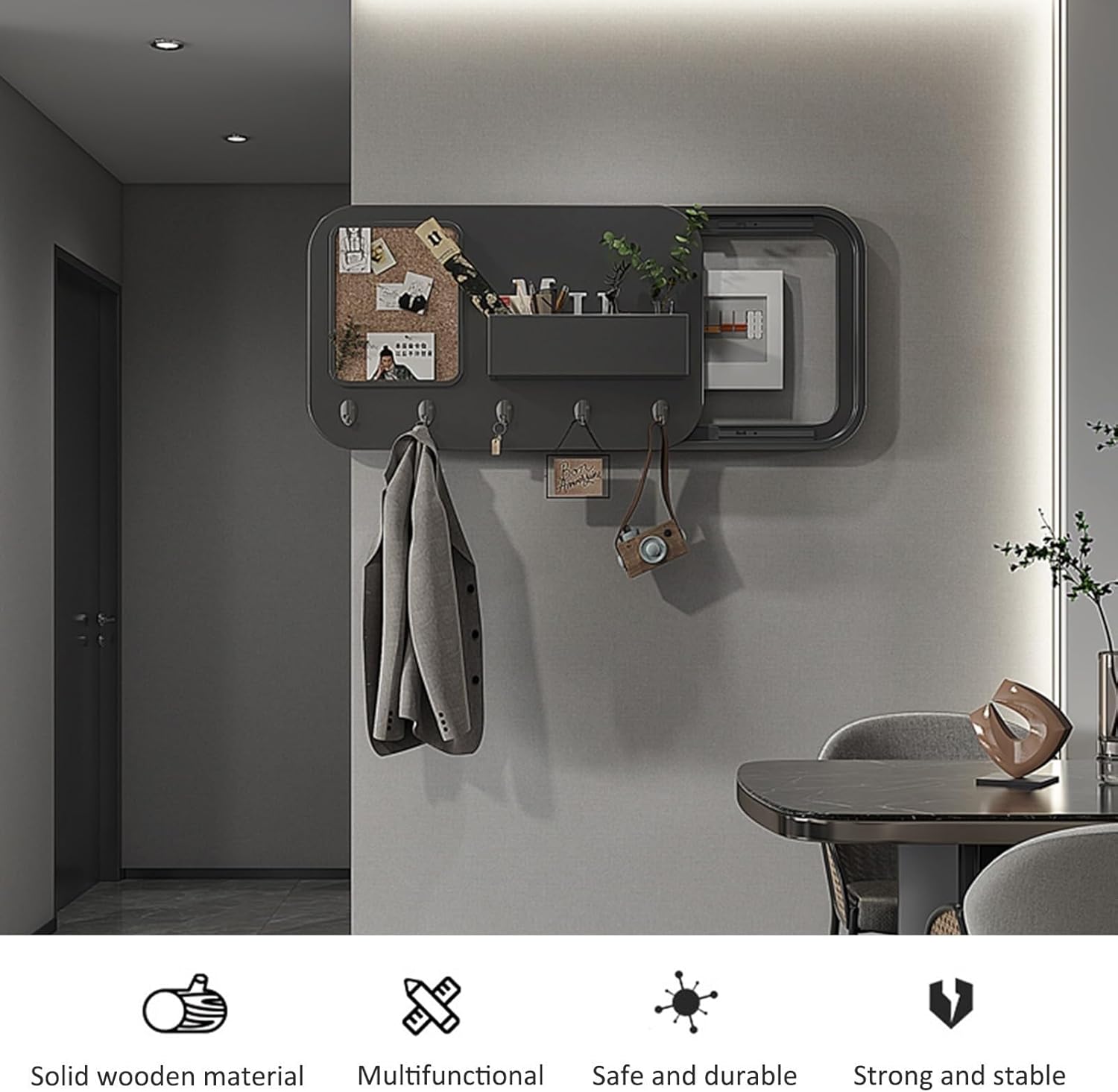 Concealed Electrical Box Cover & Coat Hooks - Stylish Wall-Mounted Shelf Utility Box Decor for Easy Organization(Pull Right)