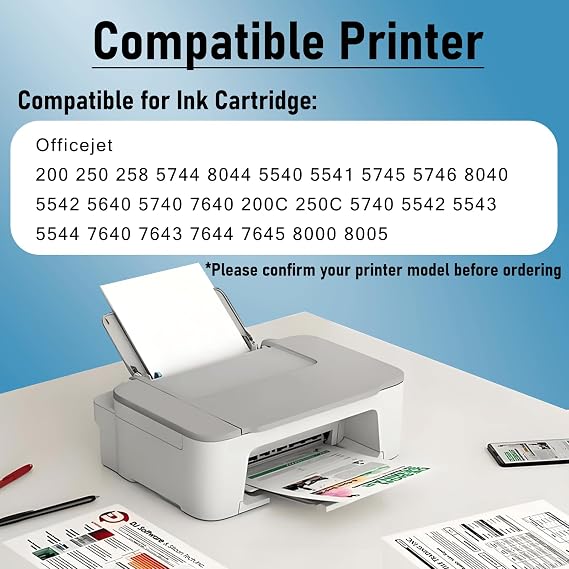 Ink 62XL Replacement for HP 62XL Ink Cartridge for HP Officejet 200 250 258
