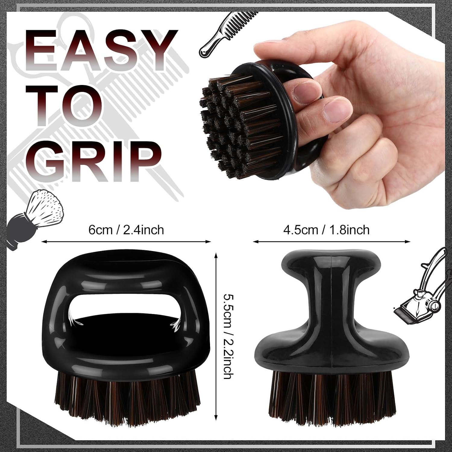 4 Pack Knuckle Beard Brush for Men Fade Beard Brushes, Black