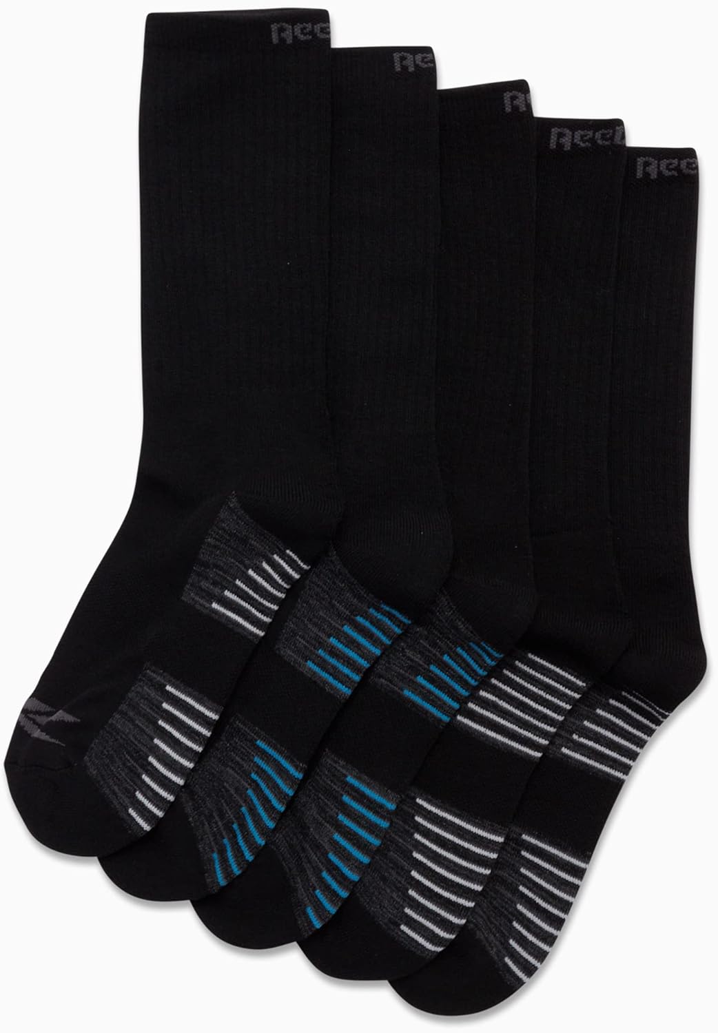Reebok Mens Crew Socks - 5 Pack Breathable Cushioned Moisture-Wicking Athletic Performance Running Socks for Men (6-12.5) - Image 3
