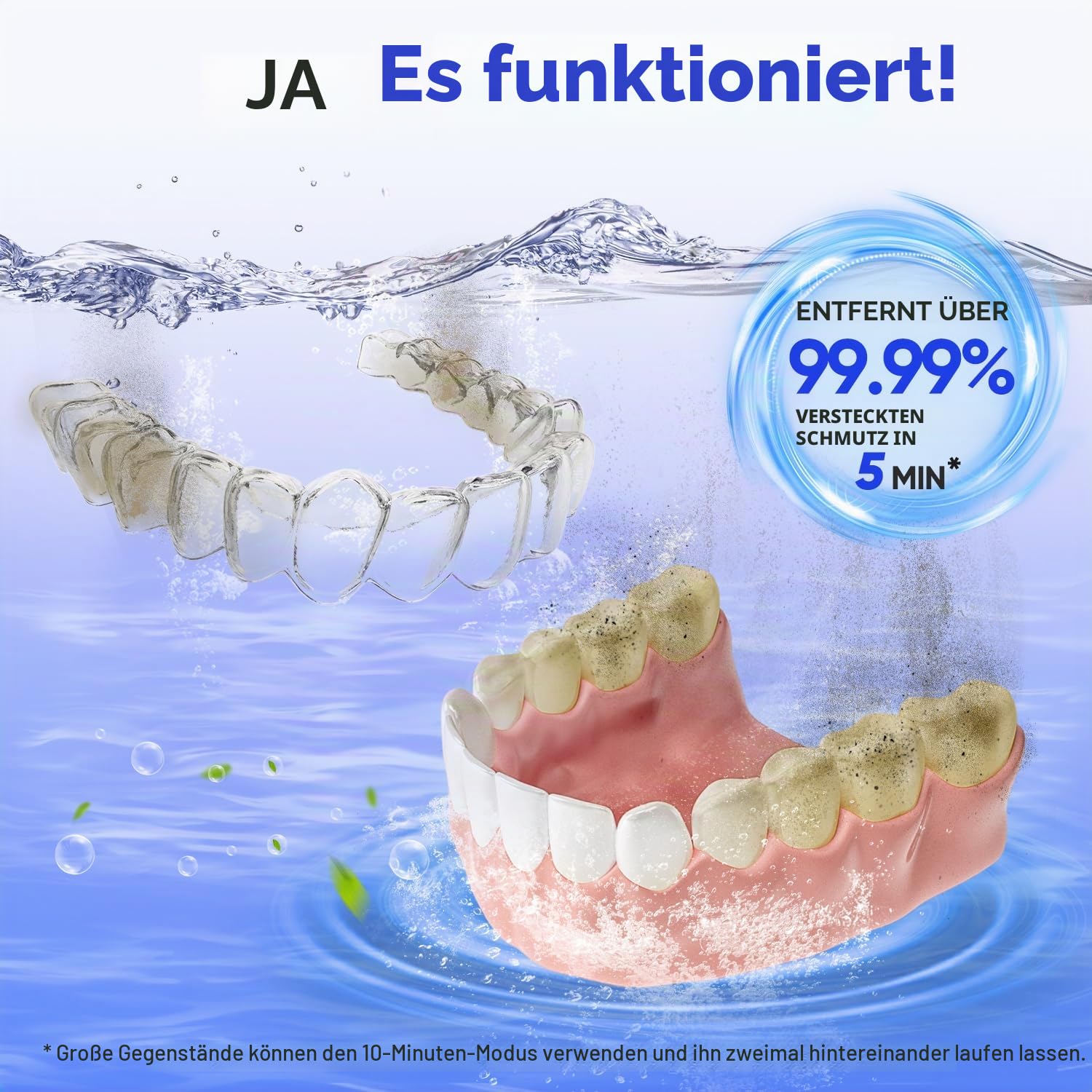 MySmile MS100 Ultraschallreinigungsgerät Zahnschiene mit UV Licht und Timer | 45 kHz, 4 UV, 2 Modi, 200ML, Handlich, Geräuscharm, für Zahnersatz, Mundschutz, Zahnbürstenköpfe, Aligner, Jetzt Schwarz