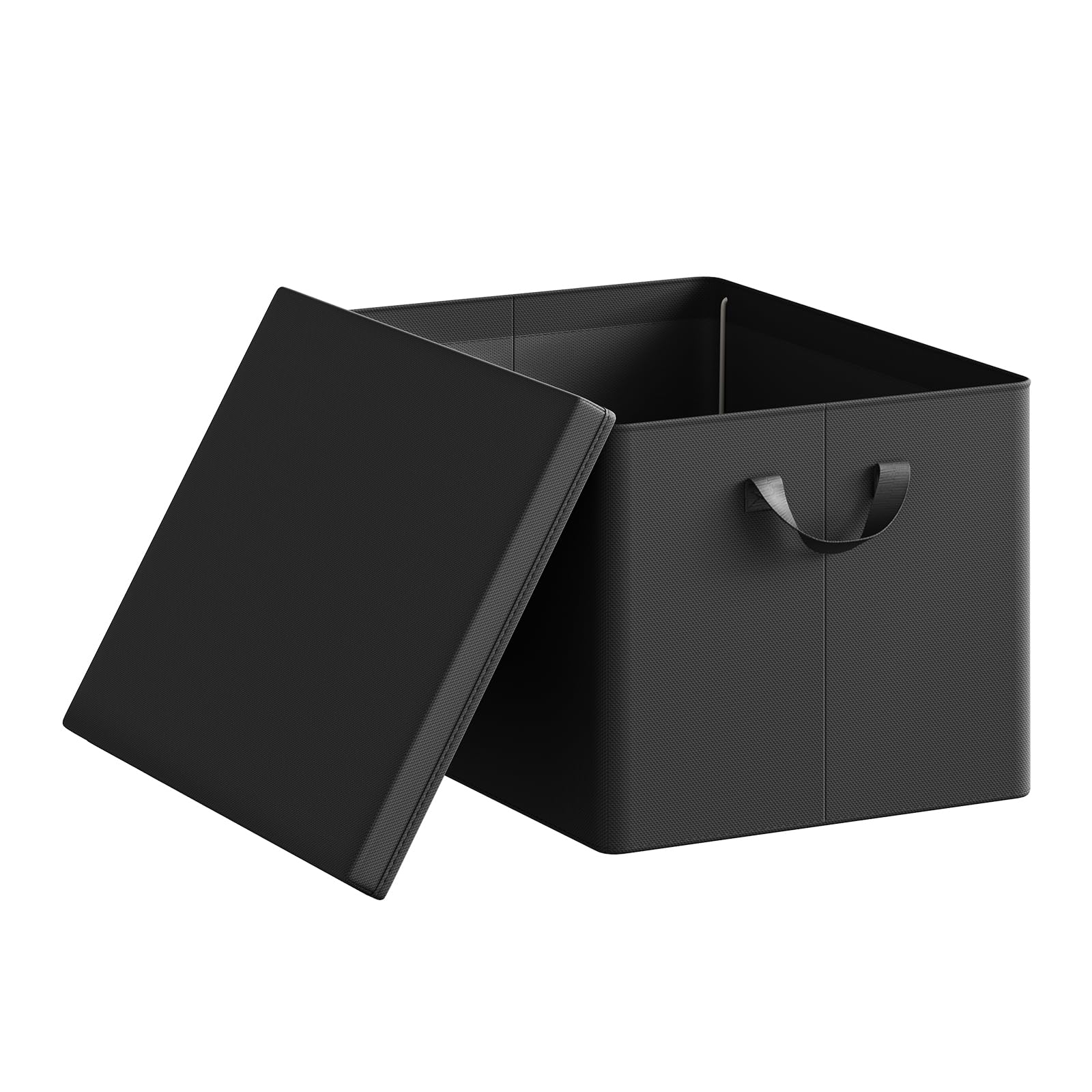 WOLTU Aufbewahrungsbox mit Deckel 1 Stück, mit Griffen, Schwarz, 48x36x30 cm