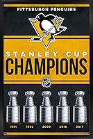 Vista 1 de Trends International NHL Pittsburgh Penguins - Póster de pared Champions 23, 14.72 x 22.37 pulgadas, versión enmarcada en negro