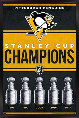 Trends International NHL Pittsburgh Penguins - Póster de pared de Champions 23, 22.37 x 34.00 pulgadas, versión enmarcada en negro disponible en Yaxa El Salvador