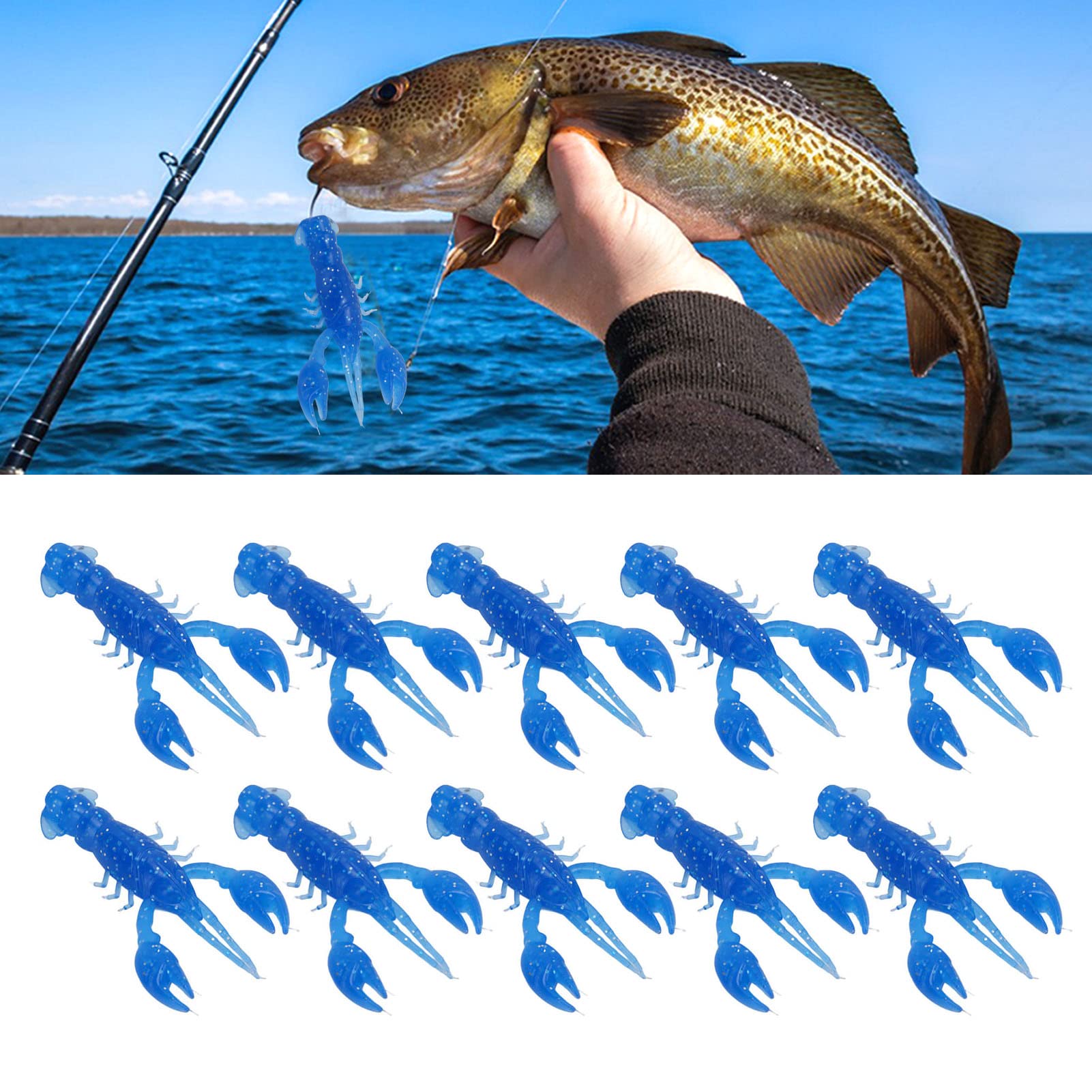 FOYTOKI Lot de 10 leurres de pêche pour crevettes - Appâts FOYTOKI Lot de 10 leurres de pêche pour crevettes - Appâts