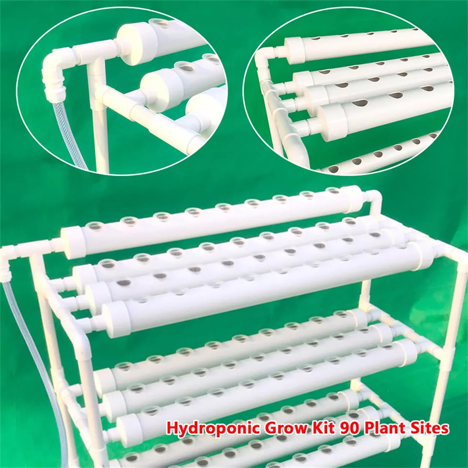 Treeisland Kit de culture hydroponique - 90 emplacements pour plantes - Système de culture hydroponique à 3 couches pour légumes à feuilles dans la maison, le jardin et le bureau
