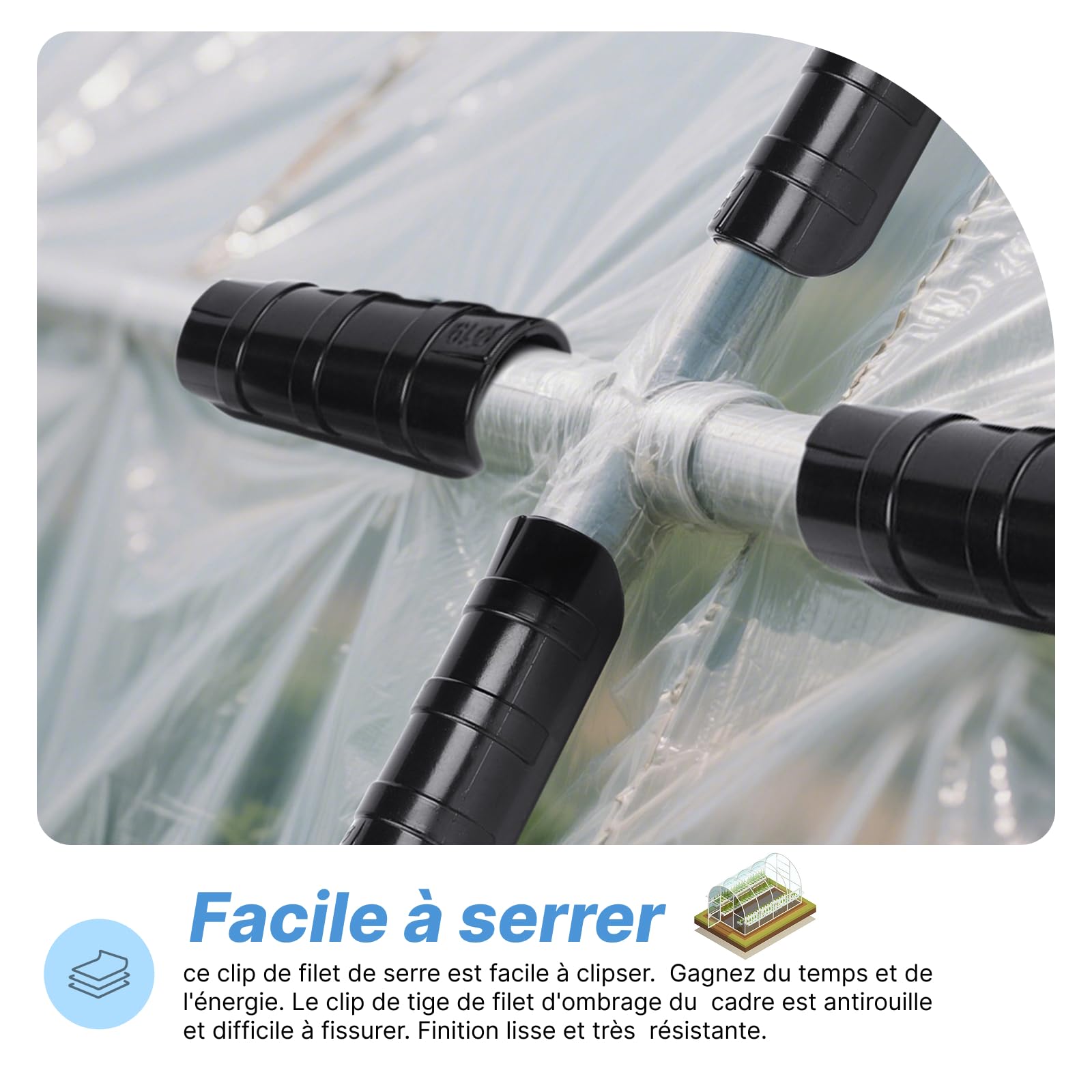 F Fityle Pinces à Film de Serre Réutilisables 19 mm pour Serres, Abris et Bâches Extérieures