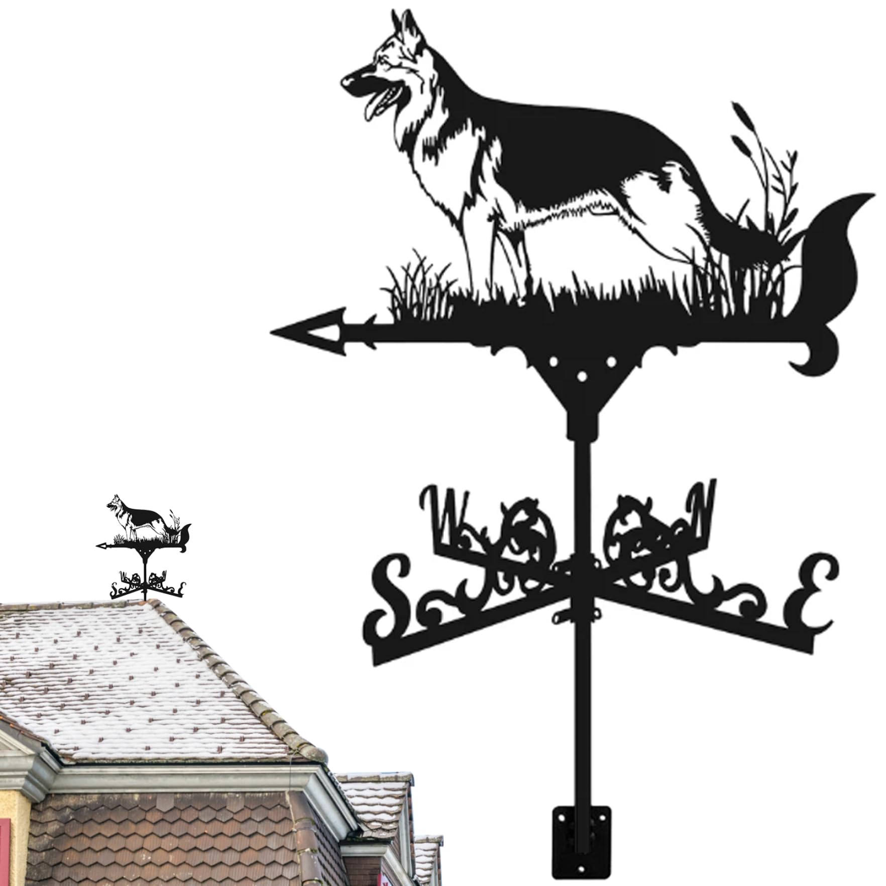 Indicateur d'éolien de toit météo girouette animal 13X22 pour portail