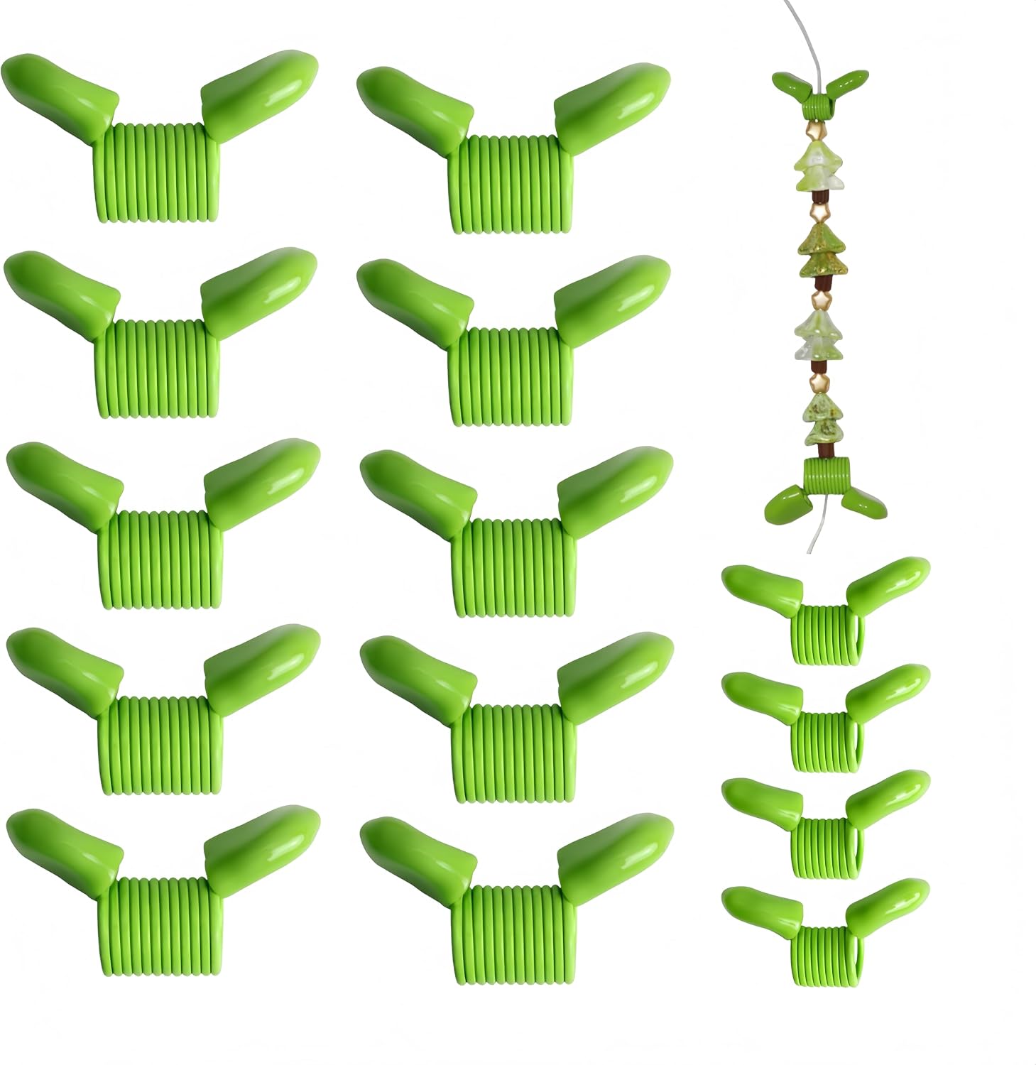 Spring Bead Clamps Bead Stop with Handles Beading Supplies for Jewelry Making (Green Set (14 Piece))