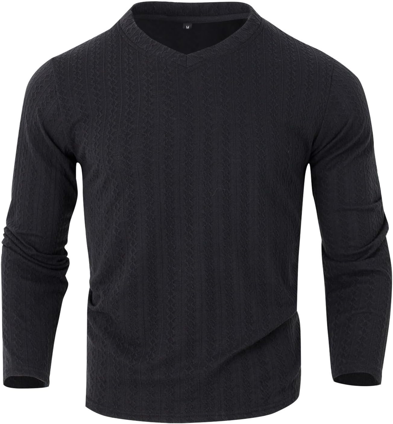 Mens Casual Sweaters Textured Pullover Solid Color V Neck Sweater Long Sleeve Lightweight Sweaters Sweatshirts Top