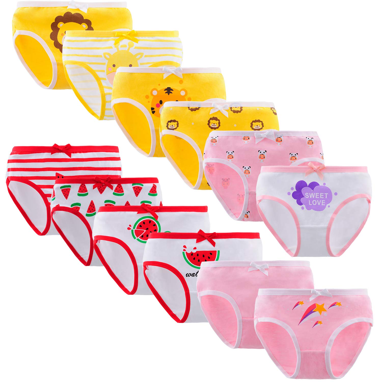 Yintry Toddler Girls' Cotton Panties Baby Soft Assorted Briefs Underwear Knickers (Pack of 12)