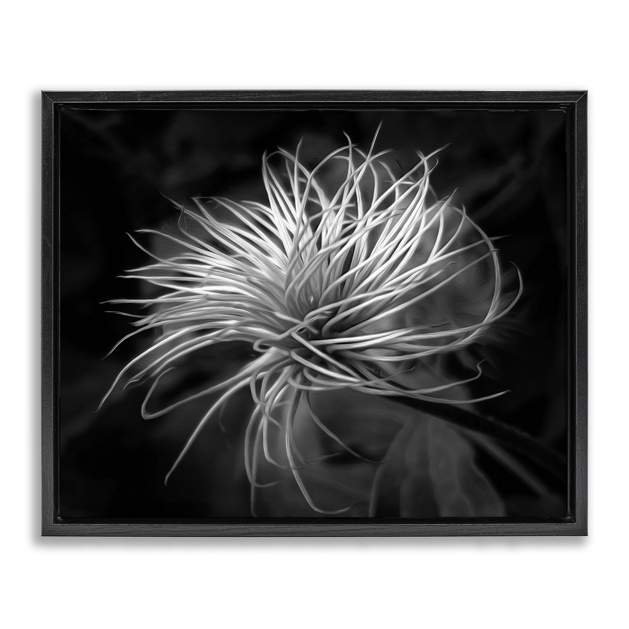 'Twisting Botanical Leaves Contrast'| Floating Frame Canvas Art
