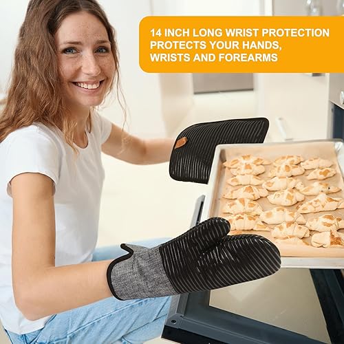 Miniatura 3 de Juego de 4 manoplas de horno de cocina, guantes de horno de algodón antideslizantes y soportes para ollas, resistentes al calor, duraderos y