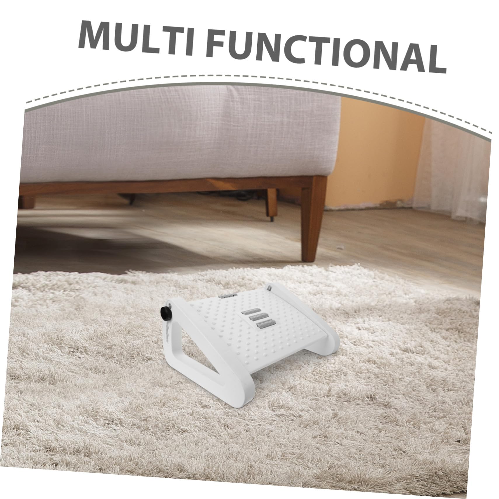 GALPADA Reposapiés Soporte Fuerte y Ergonómico para Oficina y Hogar de Plástico Blanco Rodillo de Masaje Ajustable para Personas Mayores y Adolescentes