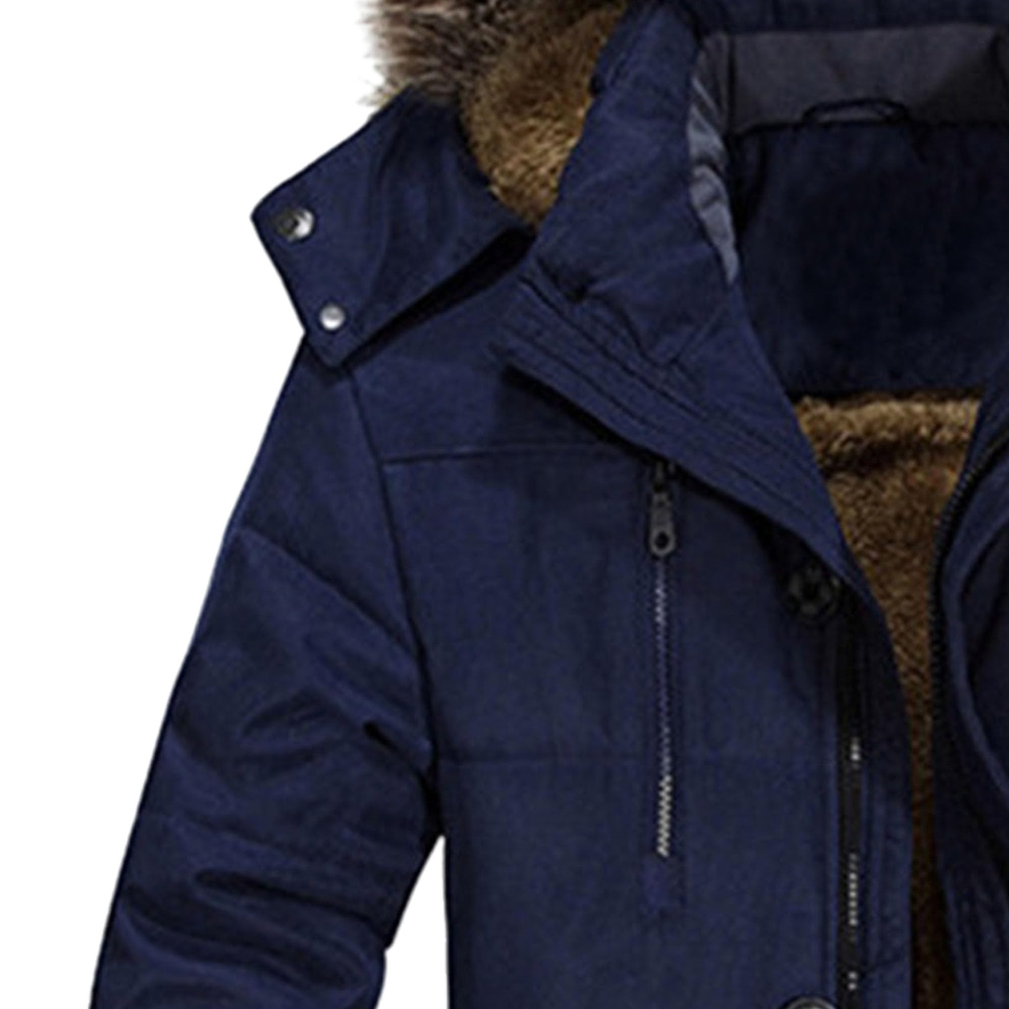 ZDJSWJ Chaqueta de alta piel con capucha para hombre Chaqueta de plumas engrosada y cortavientos Abrigo militar cálido con capucha