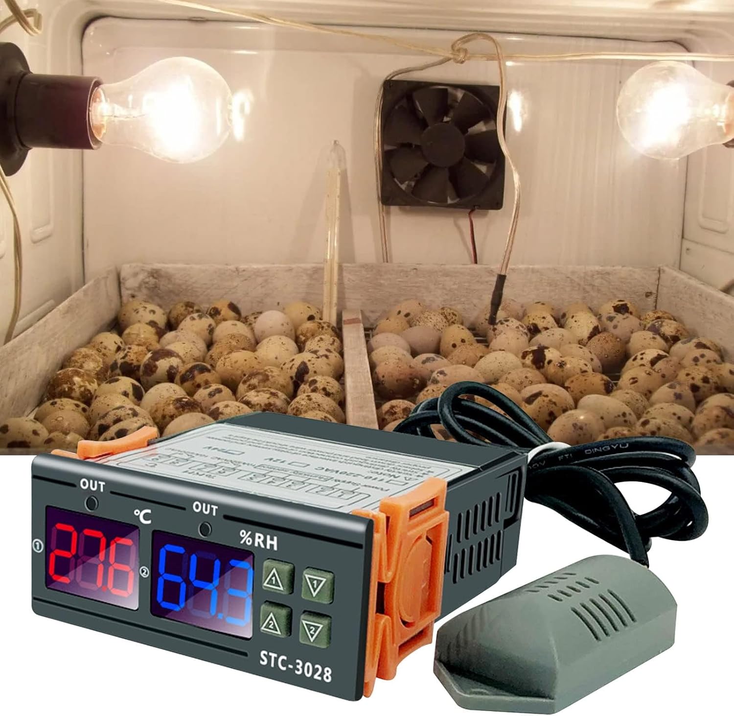 2Pcs All-Purpose Intelligent Digital Display Temperature and Humidity Controller with Dual Displays and Relay Outputs STC-3028 10A AC110~220V for Incubator Brooder Refrigerator Fermenter Greenhouse