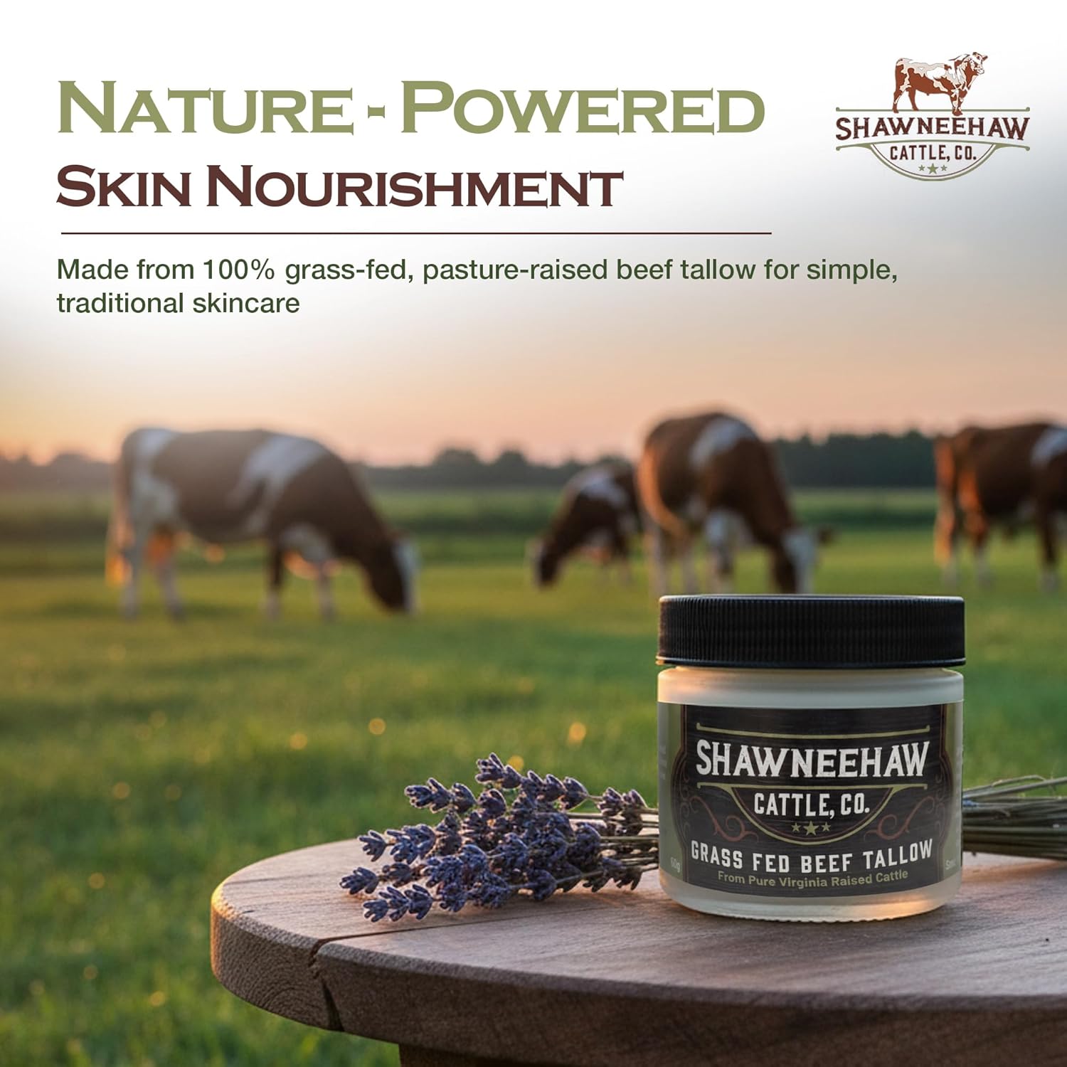 Handmade Grass-Fed Beef Tallow Balm - Pasture-Raised Beef Tallow Lotion for Face & Body - Hydrating Hand Balm w/ Omega-3s, Vitamins A, D, E - All Natural Lotion for All Skin Types (2 Oz, Lavender)
