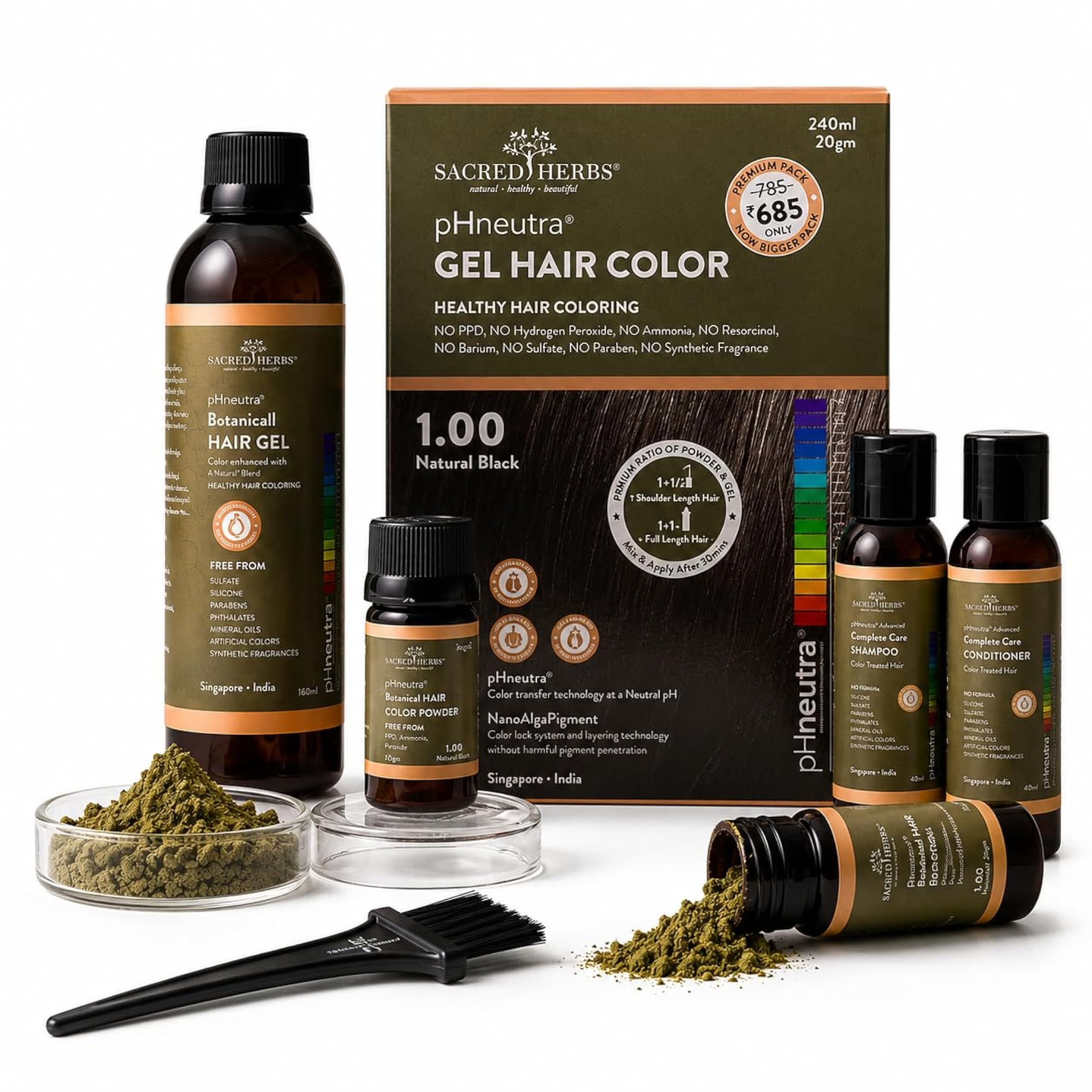 Natural Gel Hair Color, Premium pH Neutral Formula, Herbal Actives