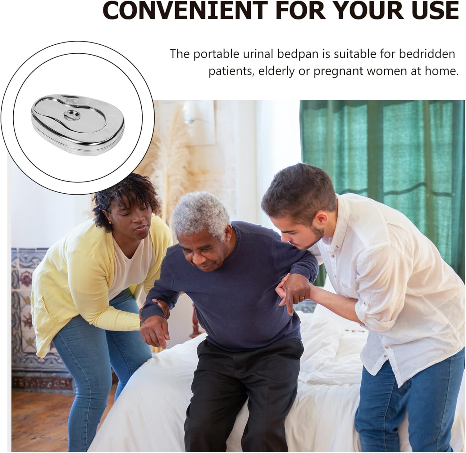 Cabilock 1pc Bedpan Portable Bedpan for Bedridden Elderly Pregnant Women Comfortable Design Easy to Clean for Home Hospital Use