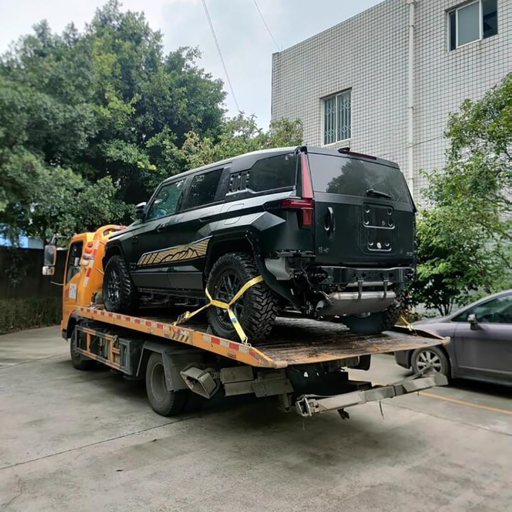 1 Set 2 Inch Cargo Ratchet Straps，3.3-82' Long Heavy Duty Tie Down Straps Ratchet with Double J Hook for Moving Truck Trailers Kayaks Car Roof(Yellow,L 6.6')