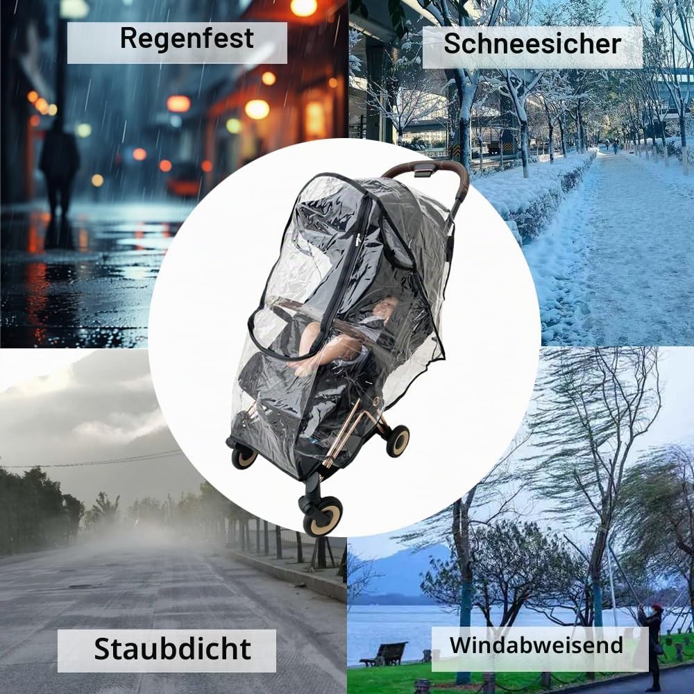 Kinderwagen Regenschutz Kompatibel mit Cybex Coya, Eezy Twist, Libelle, Windschutz, transparentes EVA-Material, großes Frontfenster